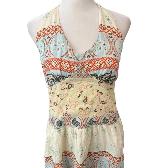 beau bois Boho lined halter maxi dress tiered hippie Y2K S/M - Picture 2 of 15